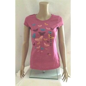 Y2K SELF ESTEEM Junior T Shirt Size Medium Fuchsia Butterfly Cotton NOS 2007